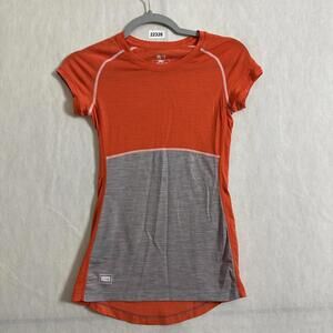 Mons Royale Short Sleeve Merino Aircon T-shirt in Orange and Gray